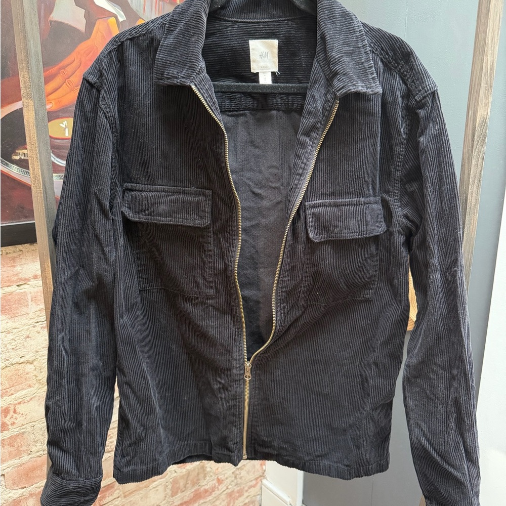 H&M Black Corduroy Utility Jacket